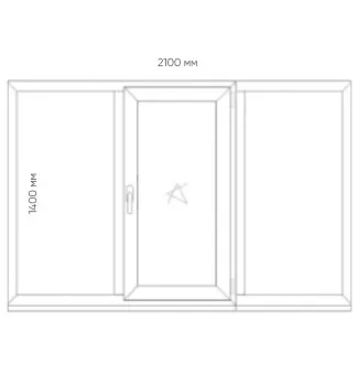 Трехстворчатое ПВХ окно Трехстворчатое пластиковое окно